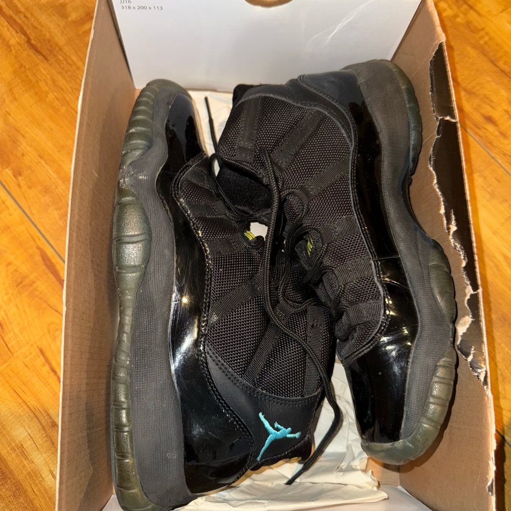 Black and Teal High-Top Sneakers